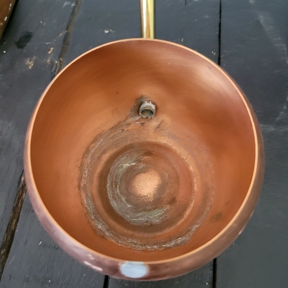 Vintage Copper Tea Pot Wooden Handle Set Water Steamer Measuring Cup - Picture 9 of 16